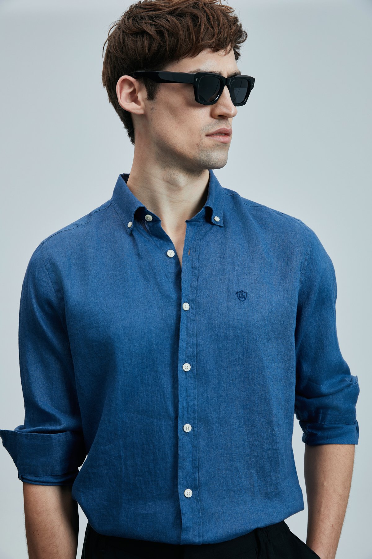 Pitaya Men's Linen Shirt Comfort Fit Saxes - LUFIAN
