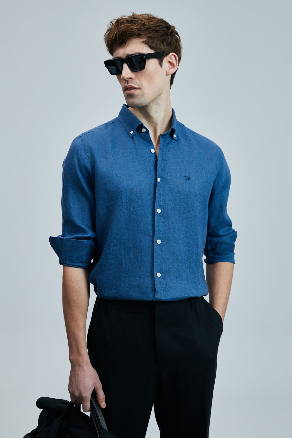 Pitaya Men's Linen Shirt Comfort Fit Saxes - LUFIAN