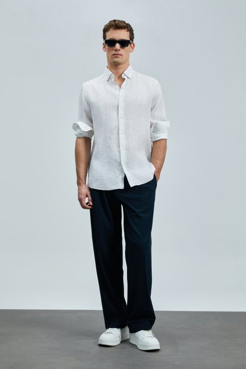 Pitaya Mens Linen Shirt Comfort Fit Whıte - Lufian (1)
