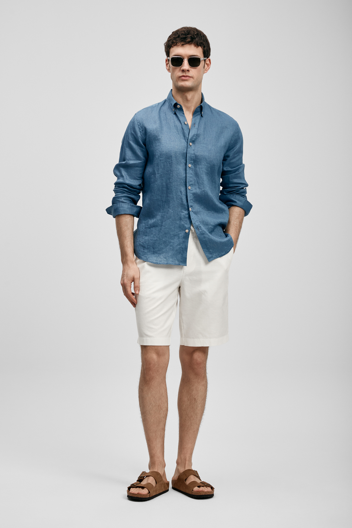 Pitaya Men's Linen Shirt Comfort Fit Indigo - LUFIAN