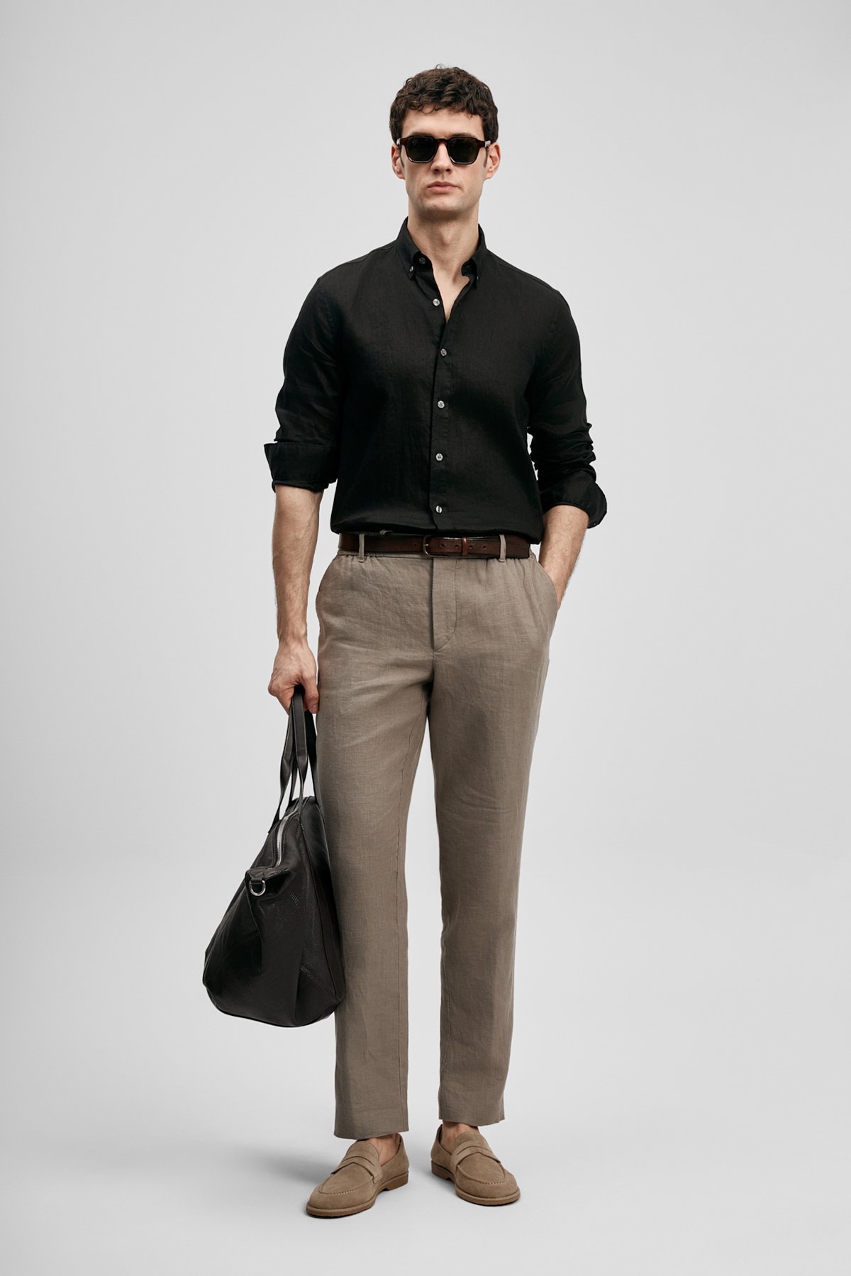 Pitaya Men's Linen Shirt Comfort Fit Black - LUFIAN