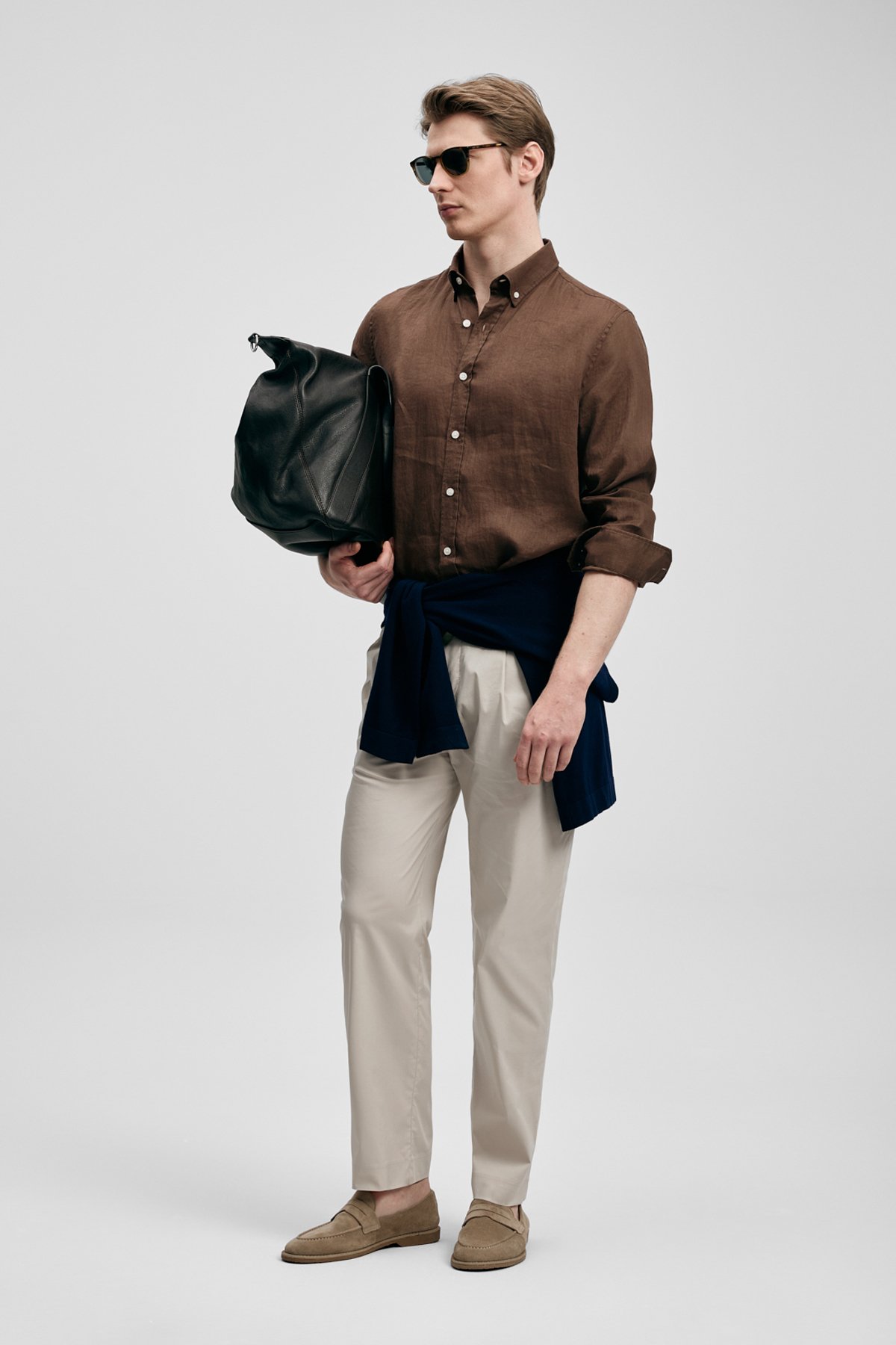 Pitaya Men's Linen Shirt Comfort Fit Dark Brown - LUFIAN