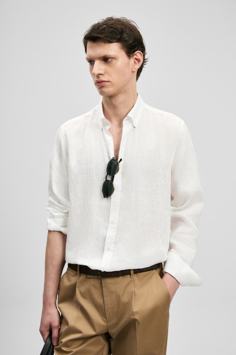 Pitaya Men's Linen Shirt Comfort Fit White - LUFIAN