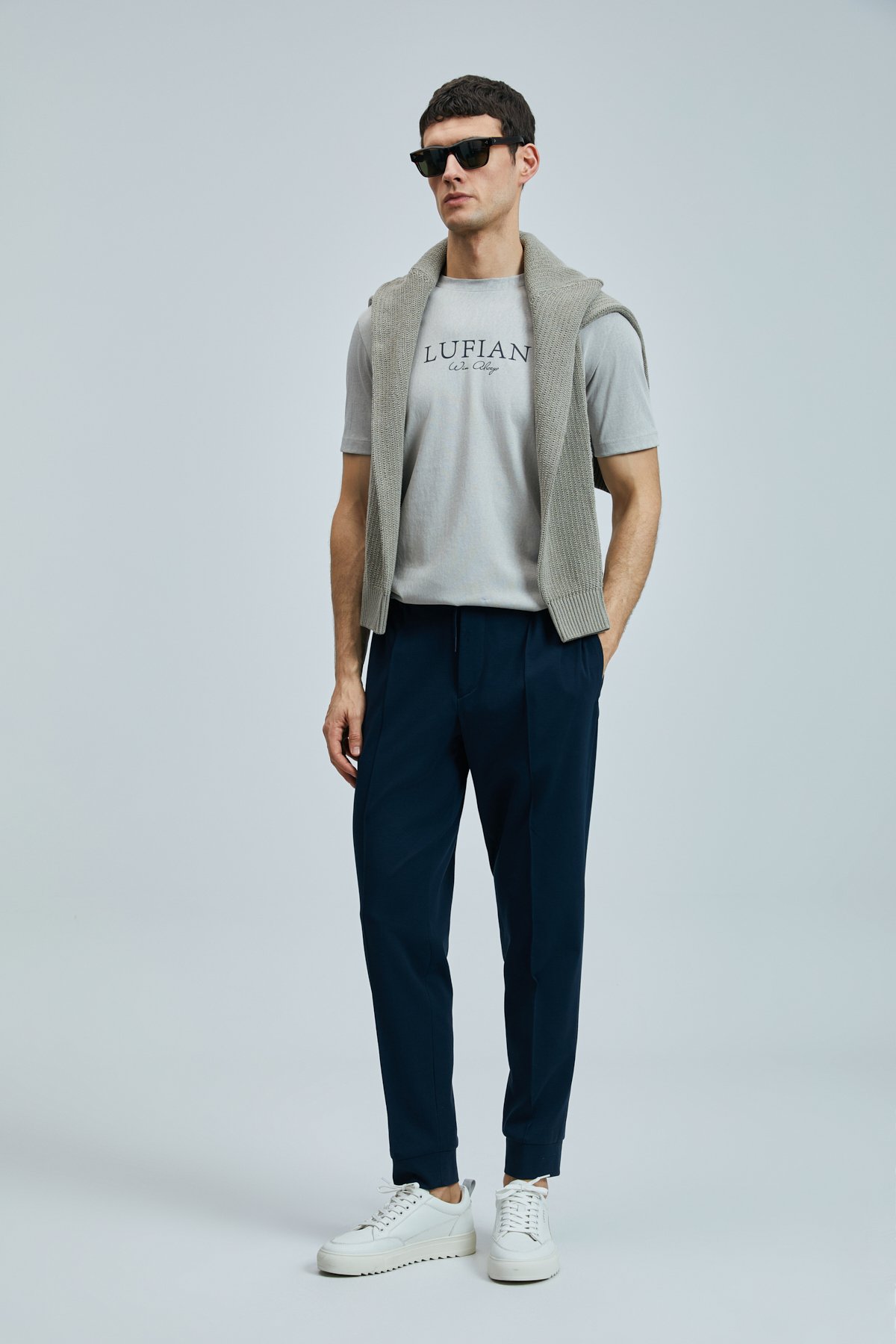 Pıto Smart Men's Chino Pants Slim Fit Navy Blue - LUFIAN