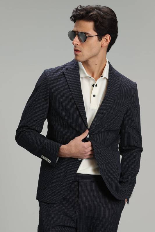 Plus Sports Mens Blazer Jacket Slım Fıt Navy - 2