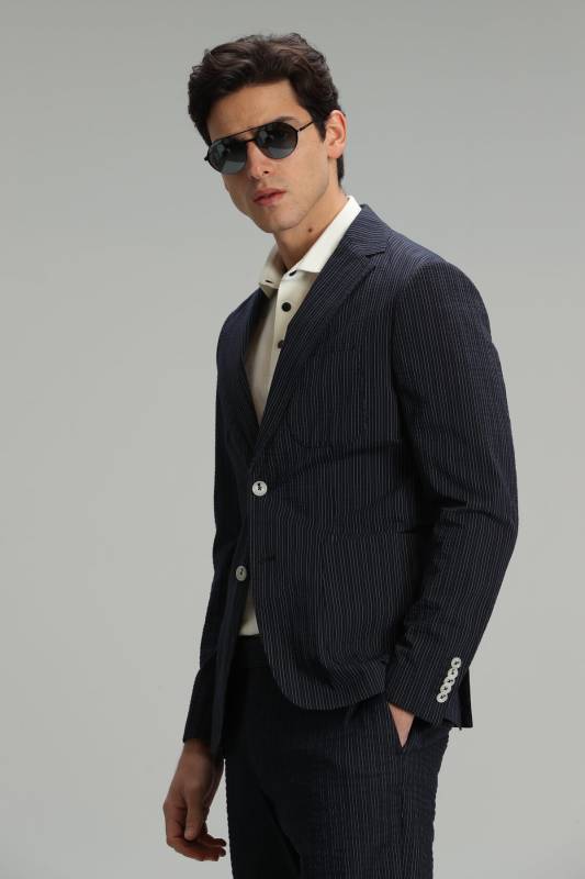 Plus Sports Mens Blazer Jacket Slım Fıt Navy - 3