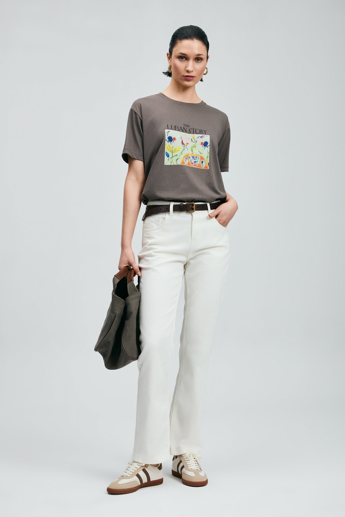 Poly Women's T-Shirt Mink - LUFIAN