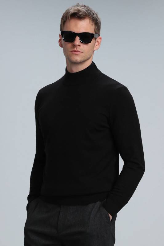 Port Half Fisherman Mens Sweater Black - 3