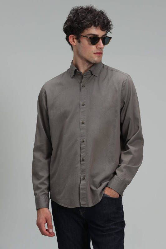 Quel Men Basic Shirt Regular Fıt Khakı - 1