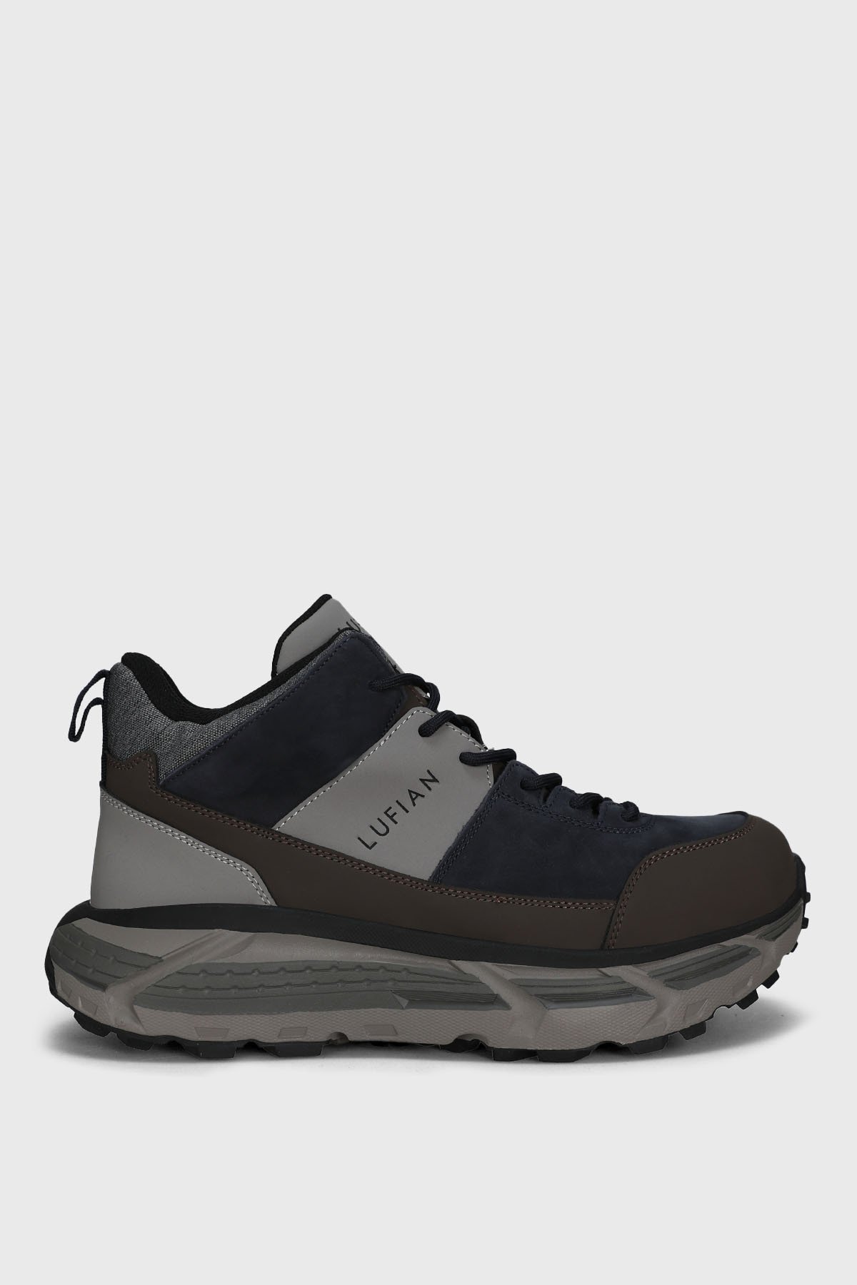 Quel Men's Leather Boots Navy Blue - LUFIAN
