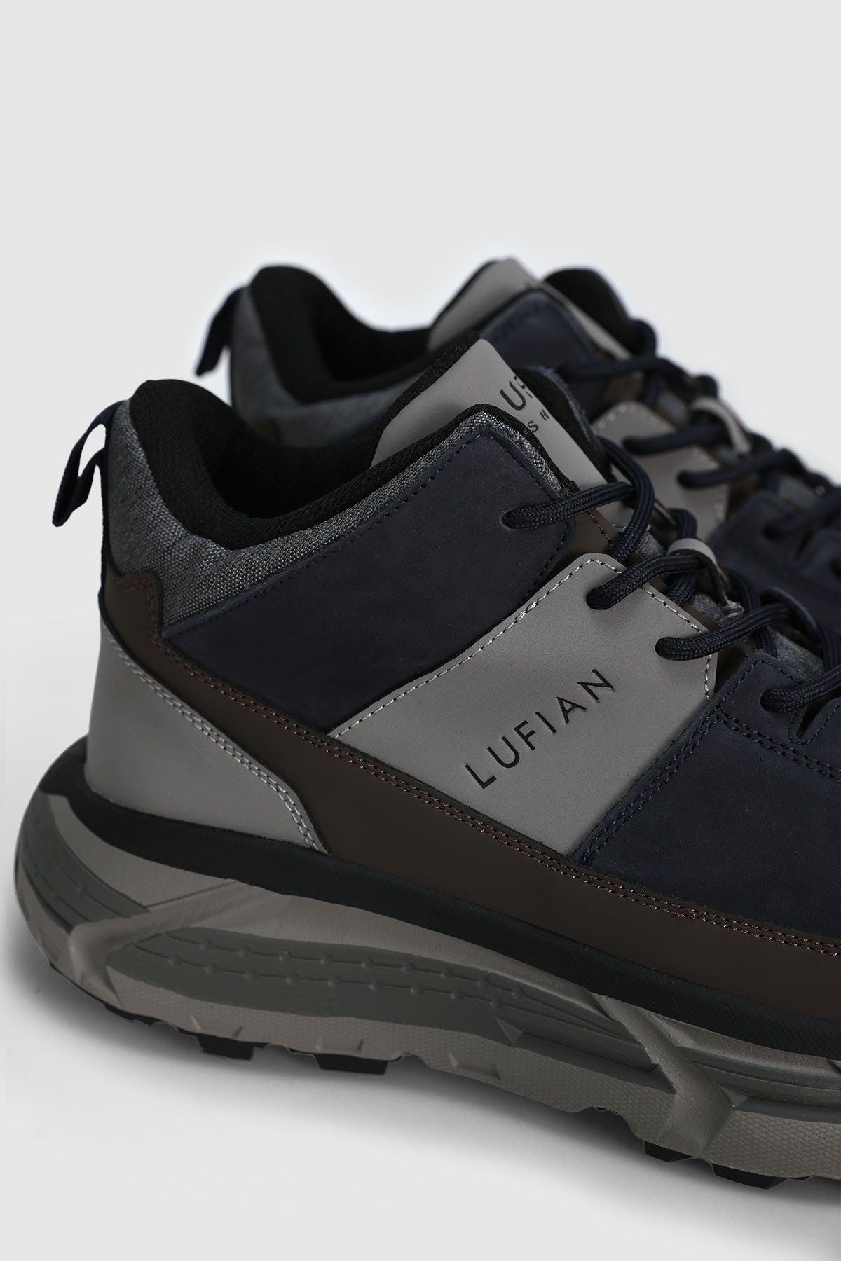 Quel Men's Leather Boots Navy Blue - LUFIAN (1)