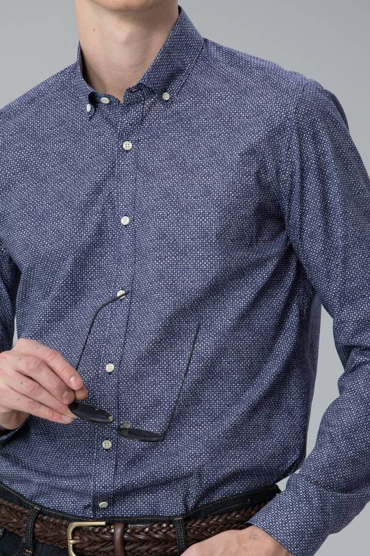 Rabi Mens Smart Shirt Slım Fıt Navy - 2