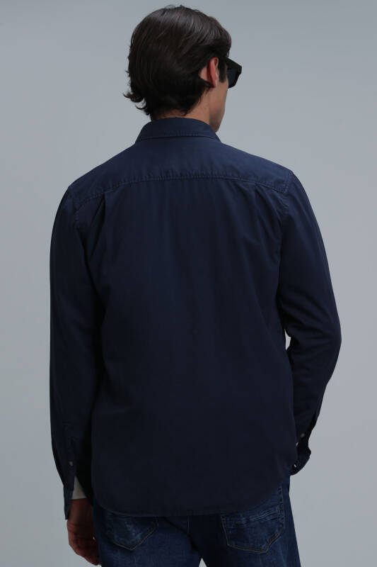 Real Men Basic Shirt Comfort Fit Navy - 6