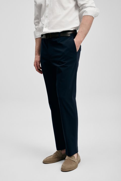Remy Smart Men's Chino Pants Slim Fit Navy Blue - LUFIAN