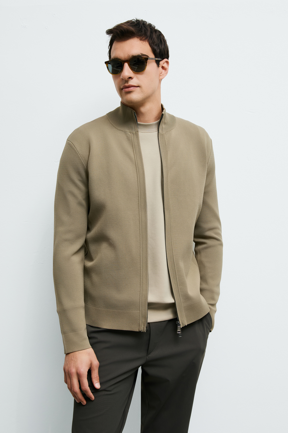 Male Cardigan Beıge - LUFIAN