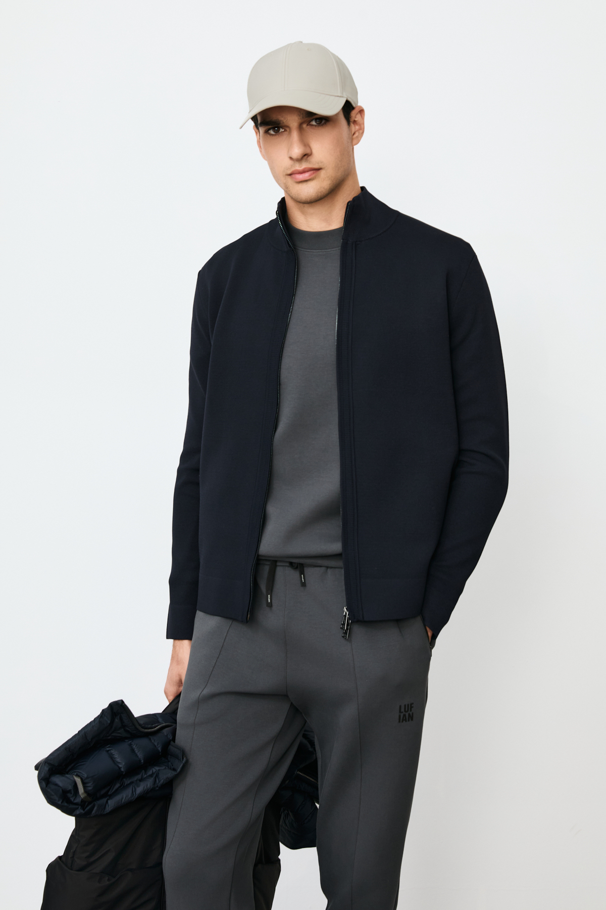 Male Cardigan Navy - LUFIAN