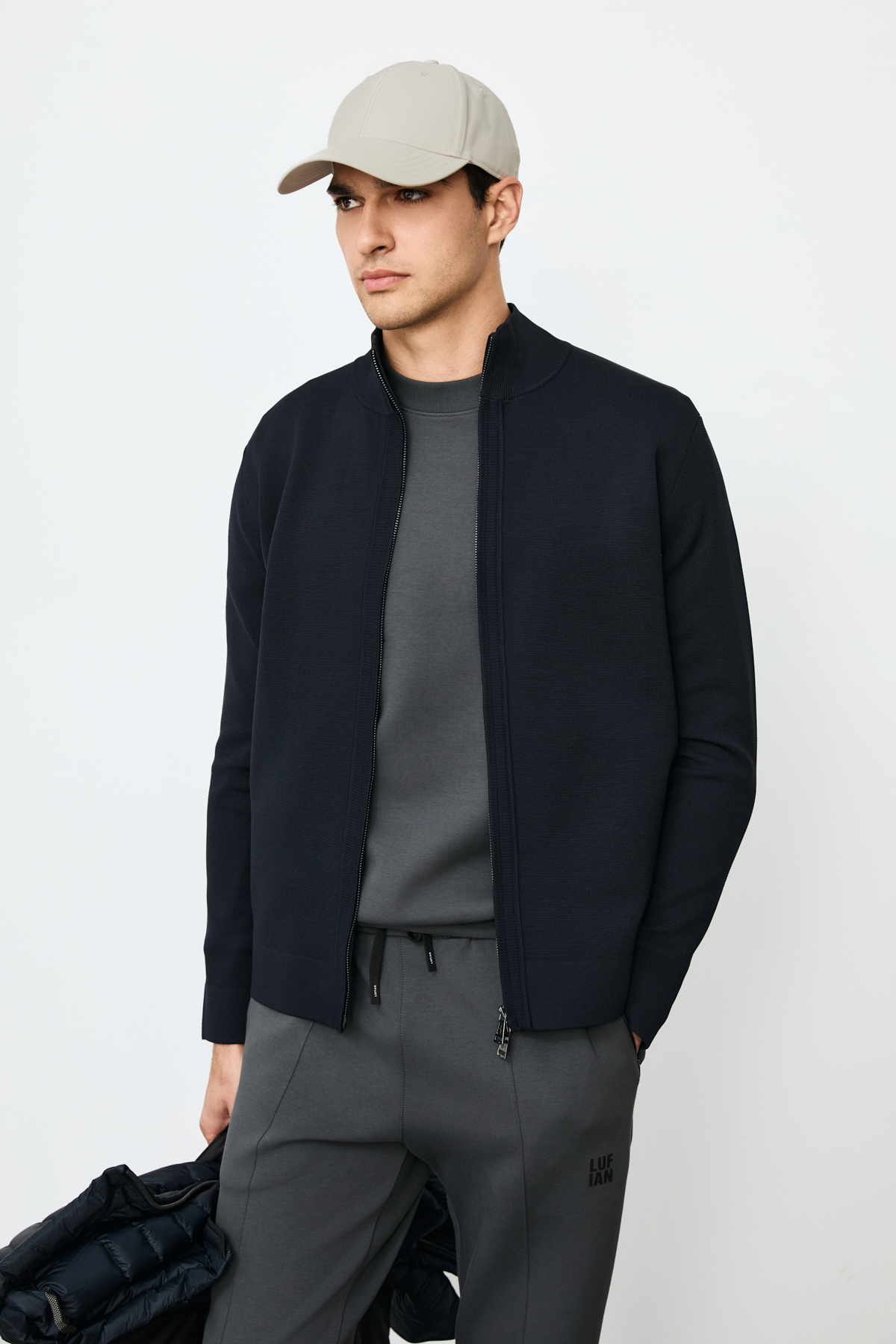 Male Cardigan Navy - LUFIAN