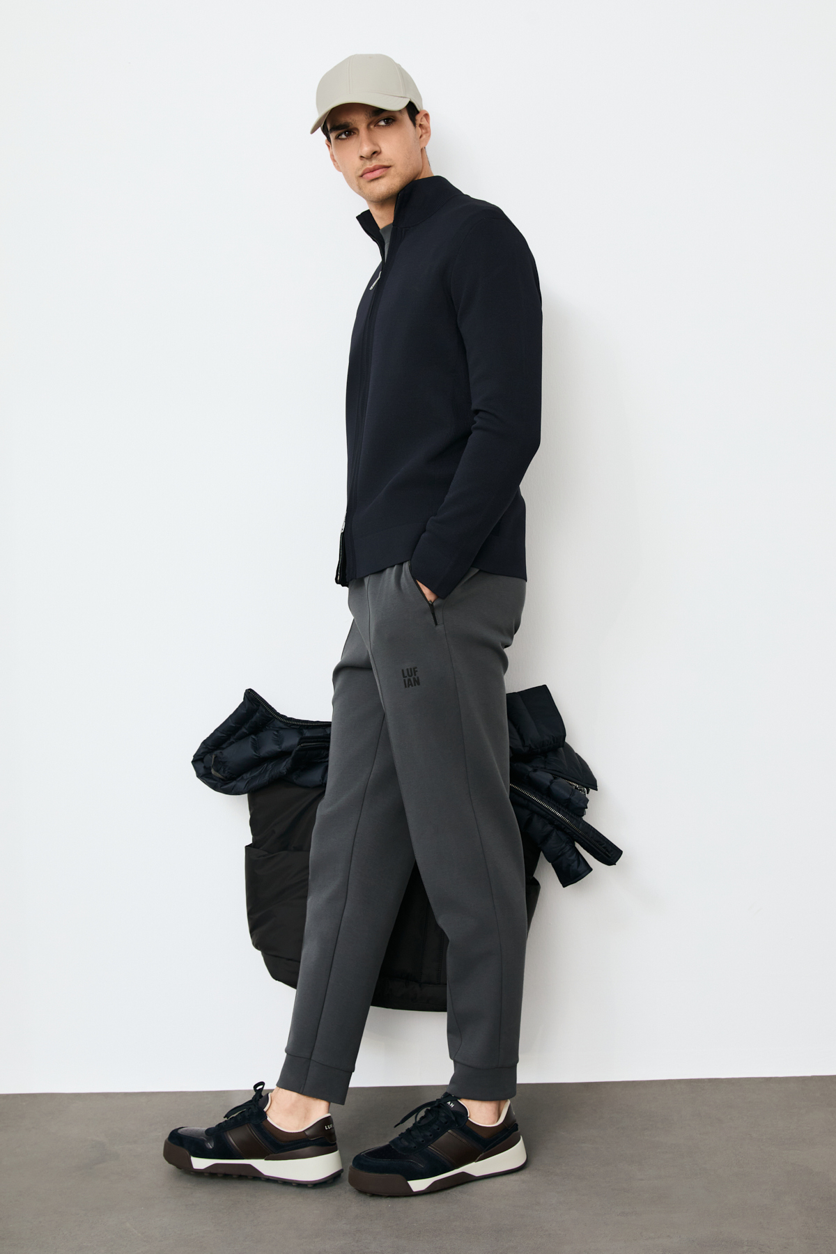 Male Cardigan Navy - LUFIAN