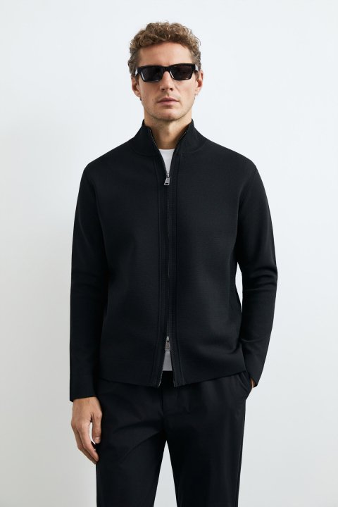 Male Cardigan Black - LUFIAN