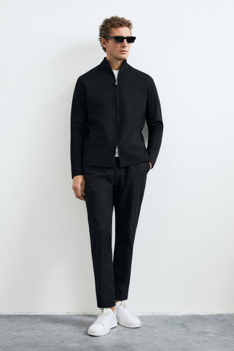 Male Cardigan Black - LUFIAN