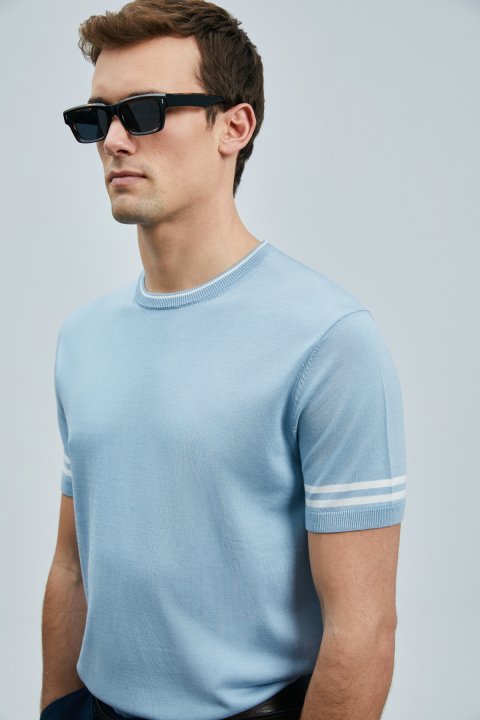 Robert Men's Silk Blend Sweater Blue - LUFIAN