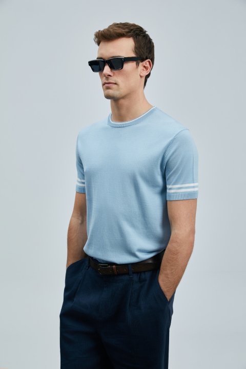 Robert Men's Silk Blend Sweater Blue - LUFIAN