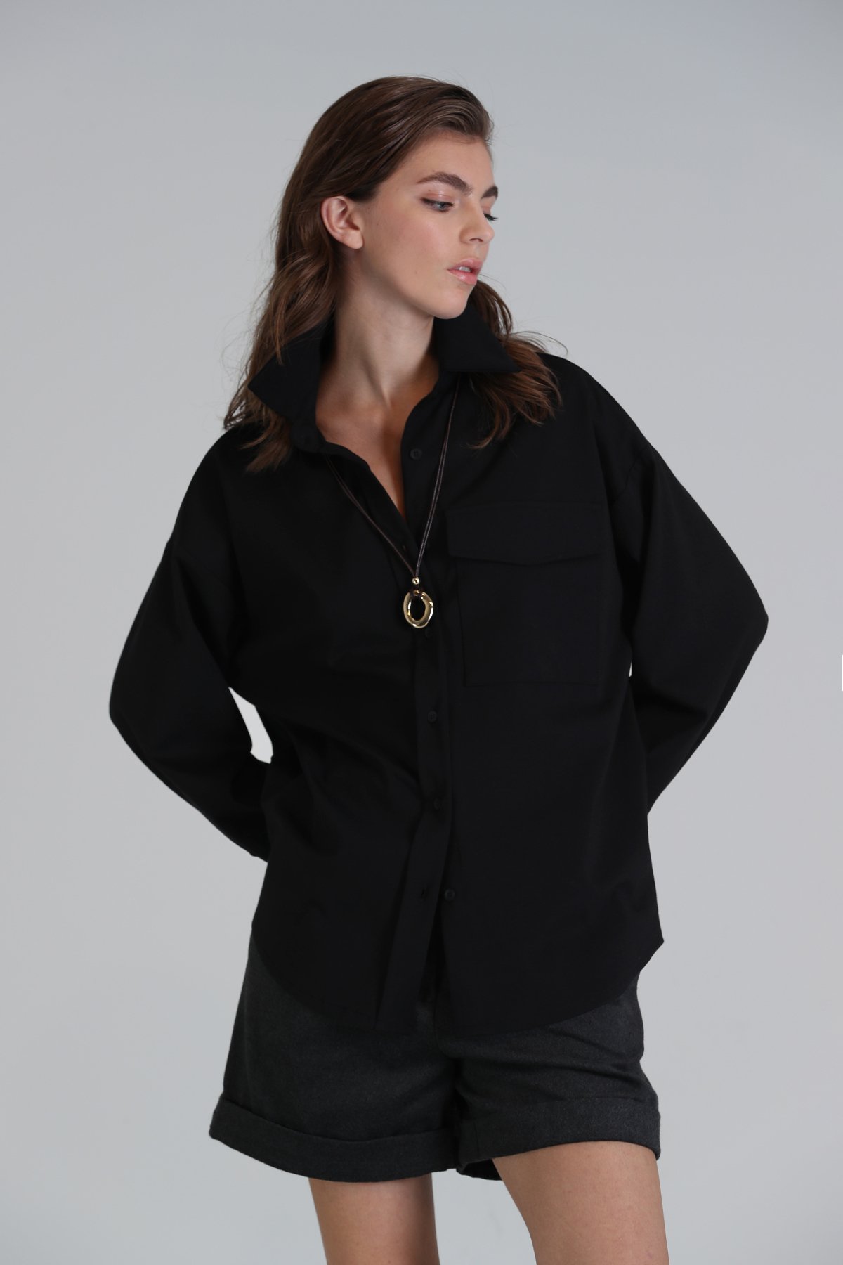 Rocco Women's Shirt Black - LUFIAN