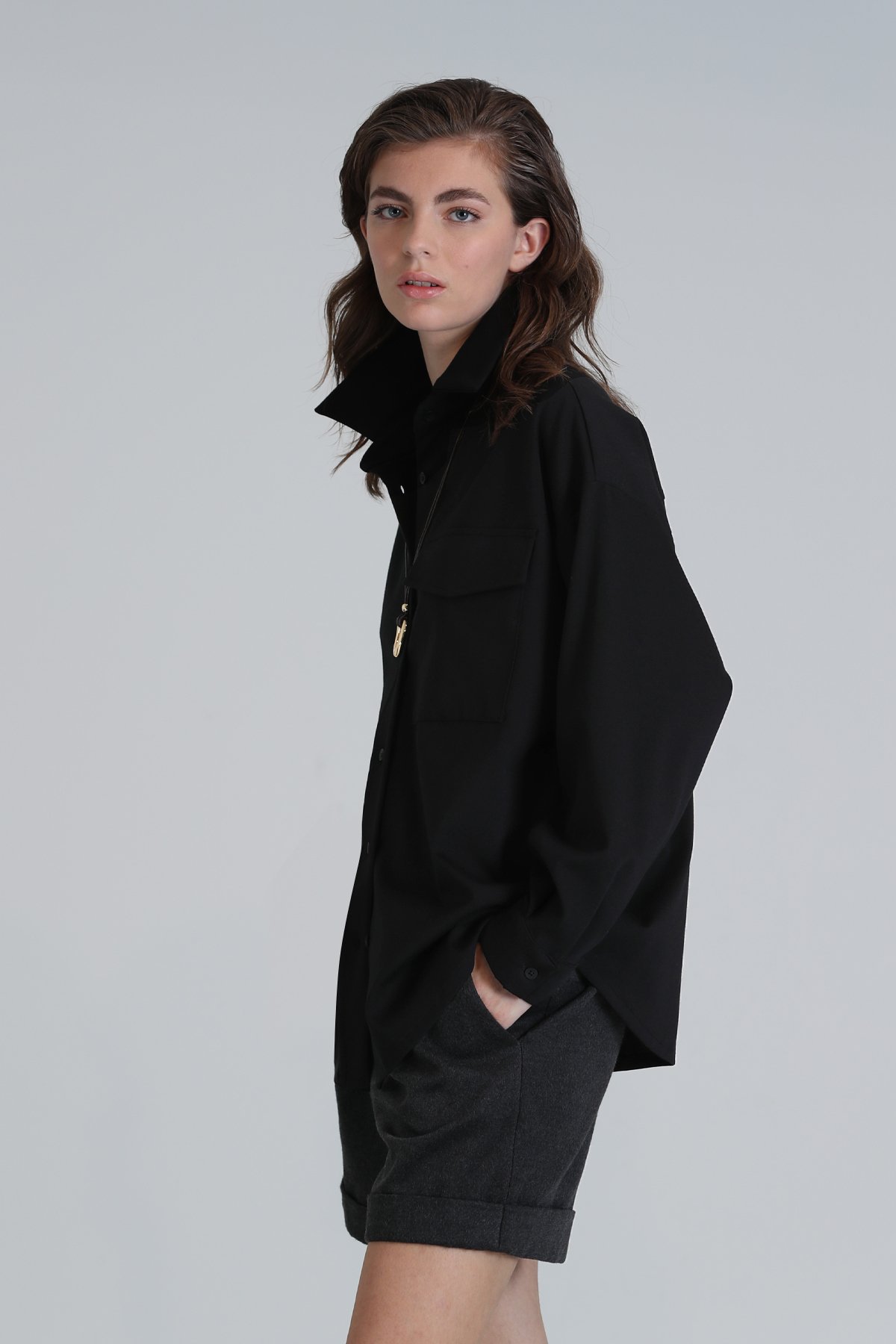 Rocco Women's Shirt Black - LUFIAN