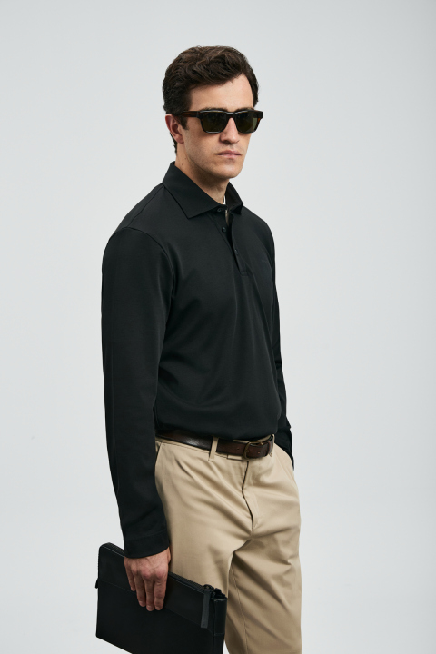 Rocky Smart Men's Polo T-Shirt Black - LUFIAN