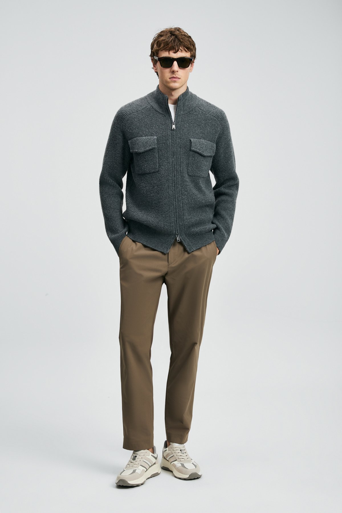 Ronald Men's Cardigan Anthracite - LUFIAN