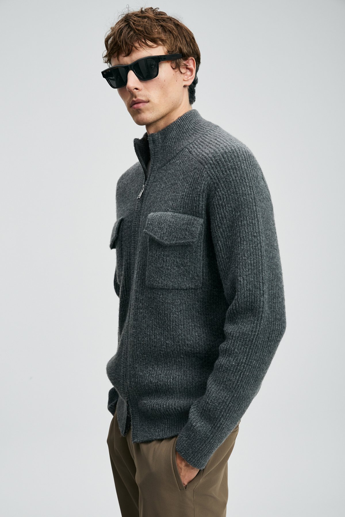Ronald Men's Cardigan Anthracite - LUFIAN