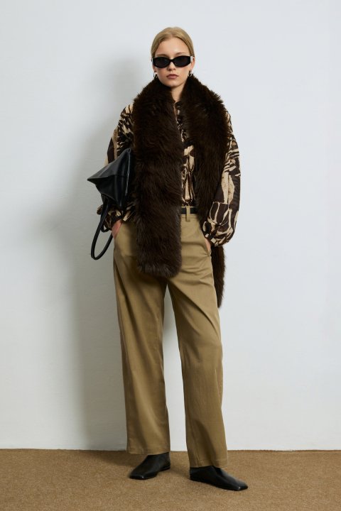 Roza Women's Shirt Brown - LUFIAN