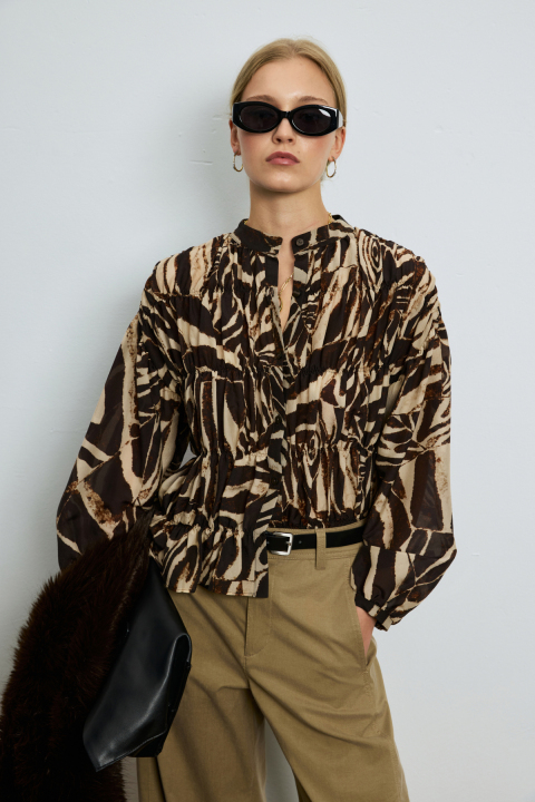 Roza Women's Shirt Brown - LUFIAN