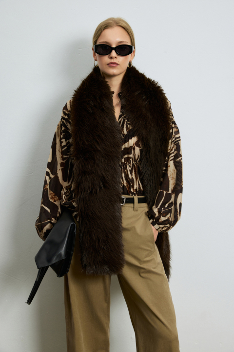 Roza Women's Shirt Brown - LUFIAN