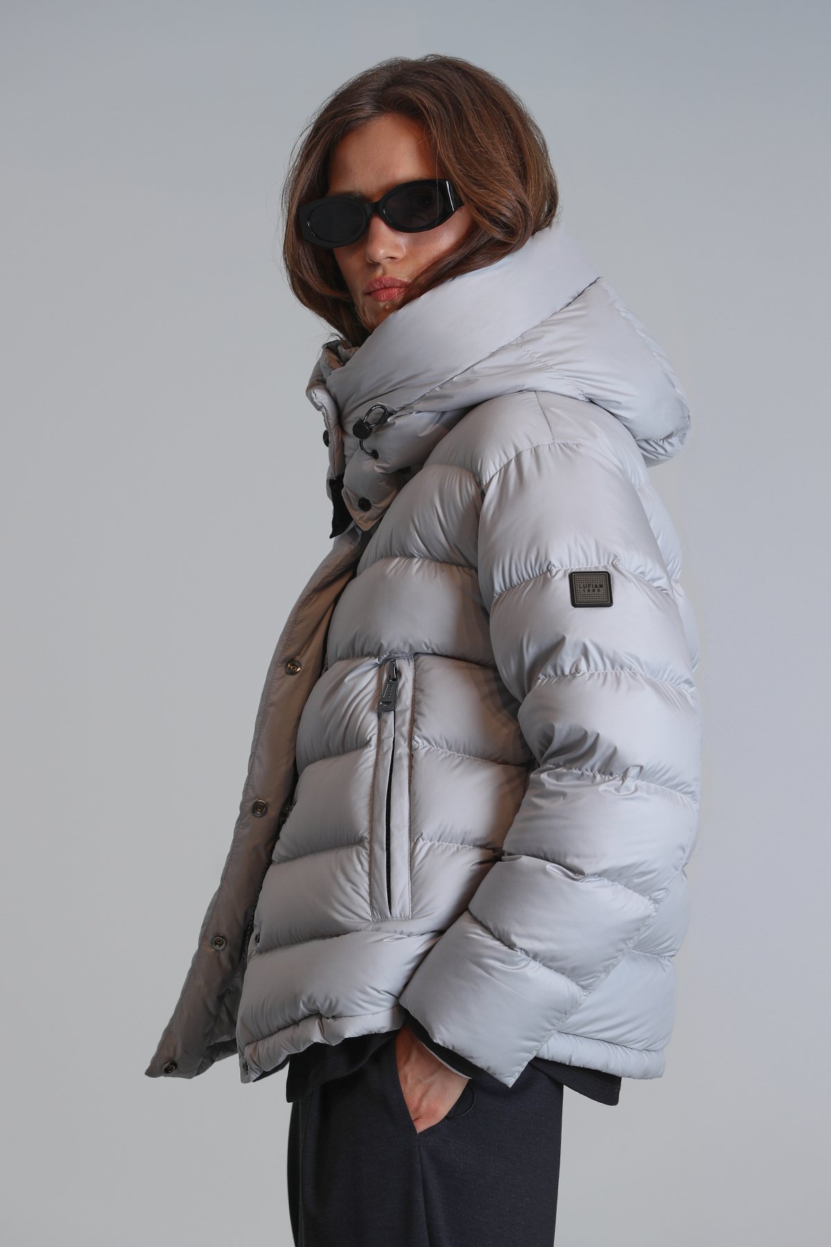 Rose Goose Down Women's Coat Stone - LUFIAN