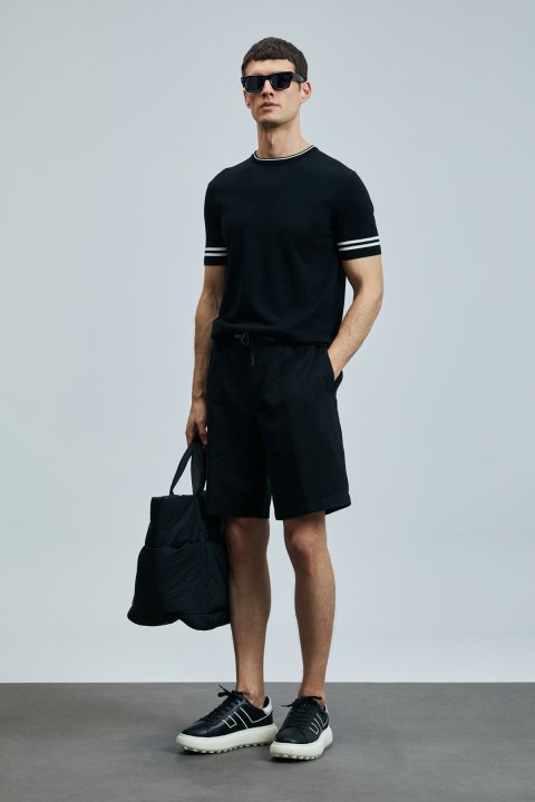 Ross Sports Men's Chino Shorts Slim Fit Black - LUFIAN