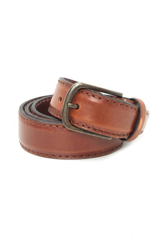 Rough Mens Leather Belt Chestnut - 1