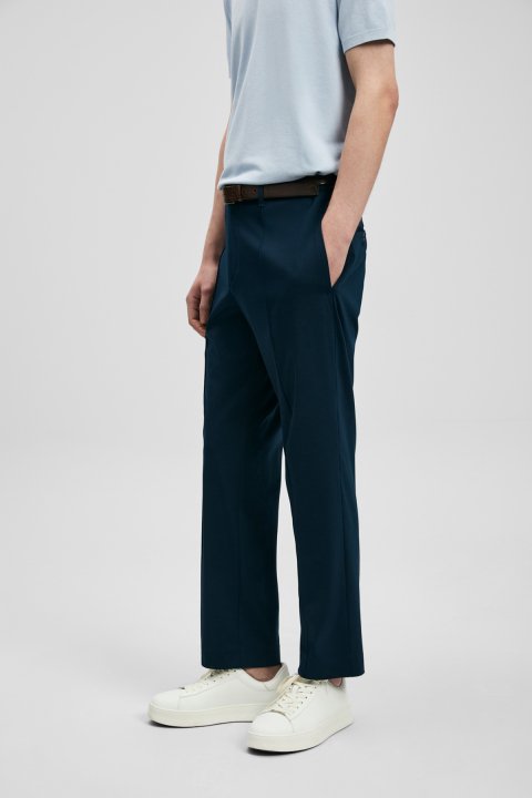 Sam Smart Men's Slim Fit Chino Trousers - Navy Blue - Lufian