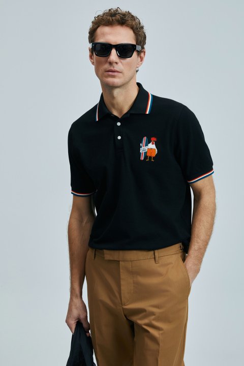 Sansa Smart Men's Polo T-Shirt Black - LUFIAN
