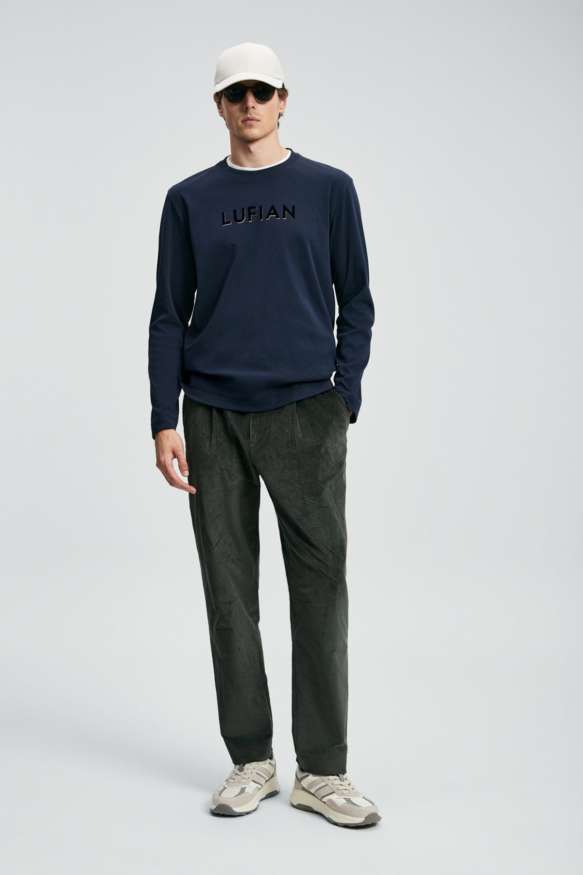Sara Men's Long Sleeve T-Shirk Navy Blue - LUFIAN (1)