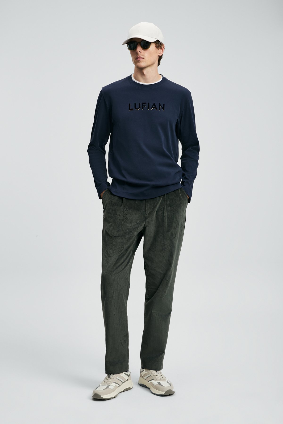 Sara Men's Long Sleeve T-Shirk Navy Blue - LUFIAN