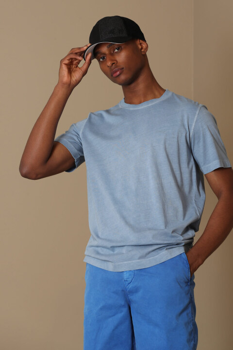 Sarder Mens Basic T - Shirt Lıght Blue - Lufian