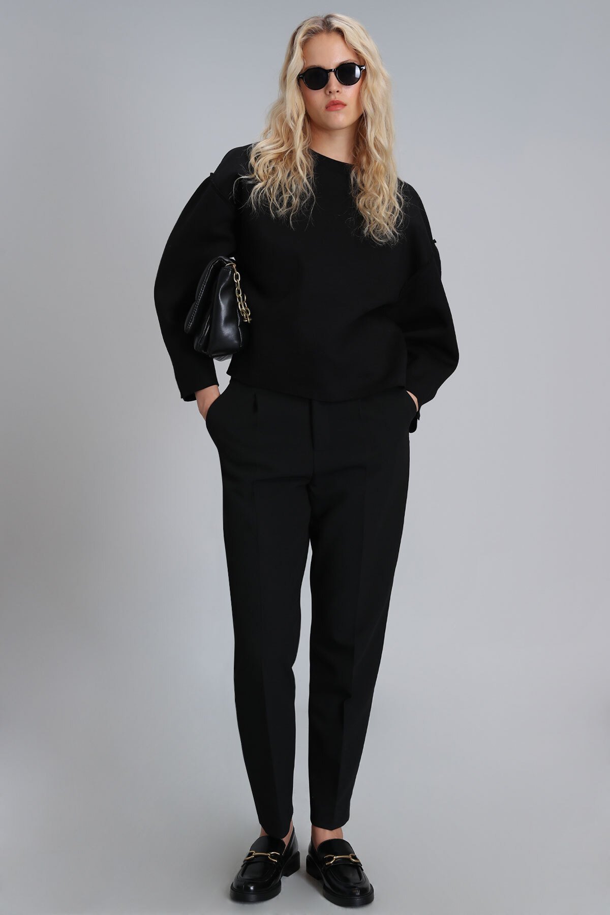 Selın Women's Knitted Sweatshirt Black - LUFIAN