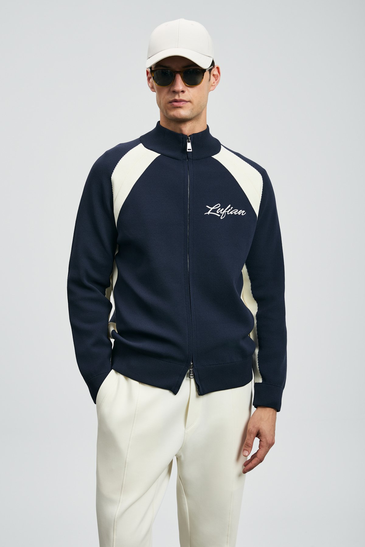 Shıne Men's Cardigan Navy Blue - LUFIAN