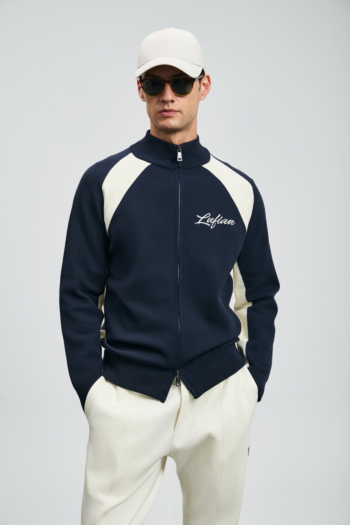 Shıne Men's Cardigan Navy Blue - LUFIAN