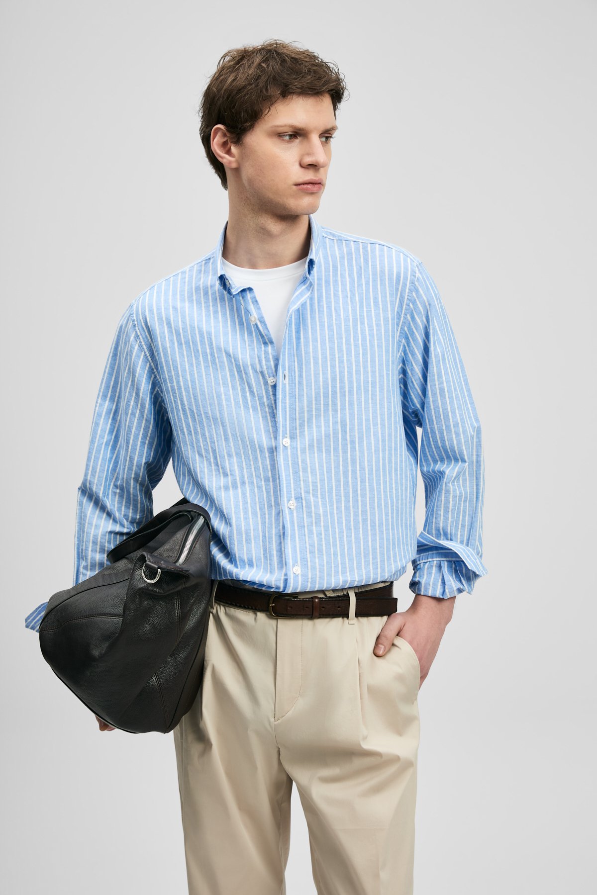 Sılvıa Men's Basic Shirt Regular Fit Blue - LUFIAN