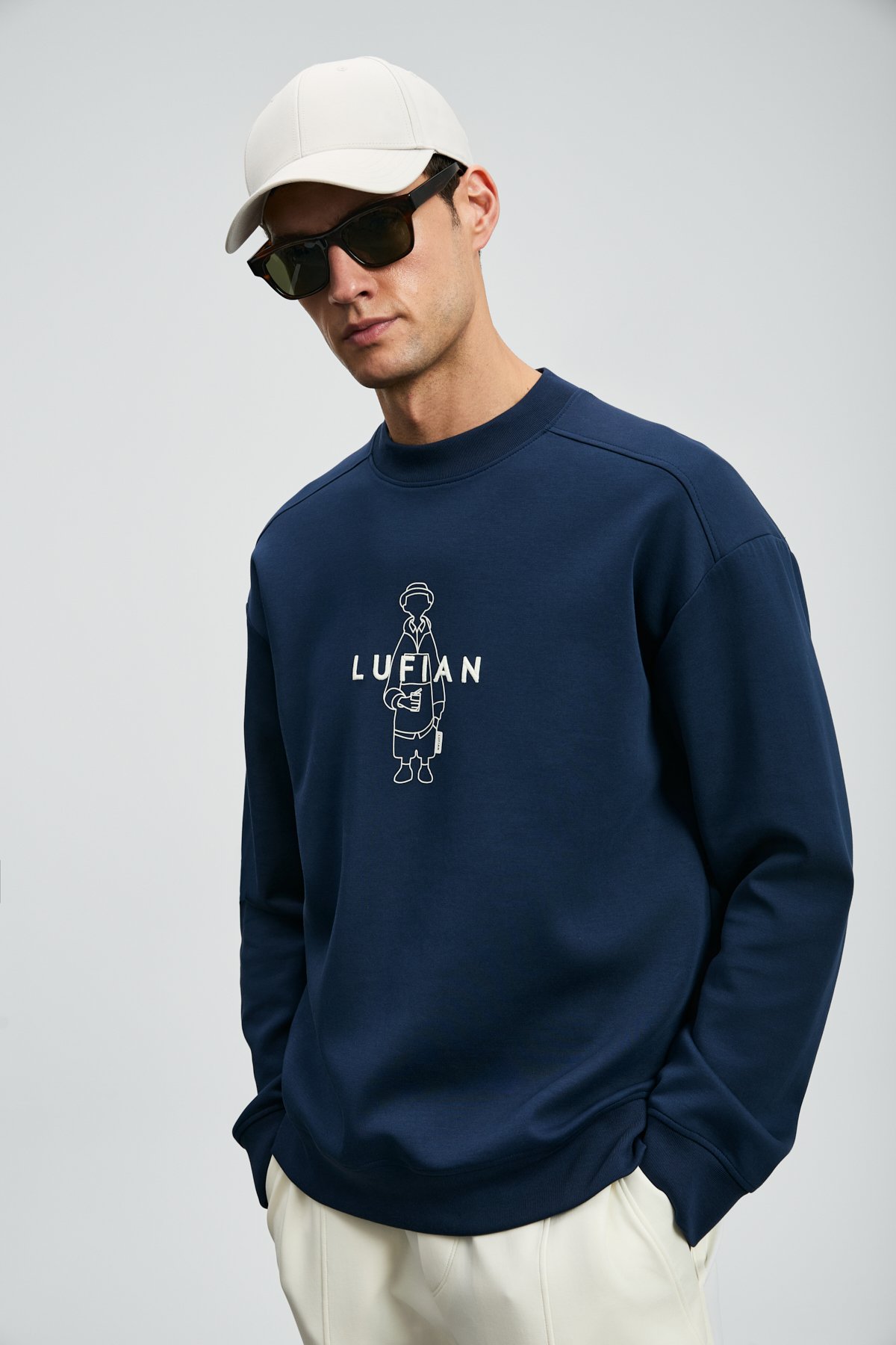 Sımba Men's Sweatshirt Navy Blue - LUFIAN (1)