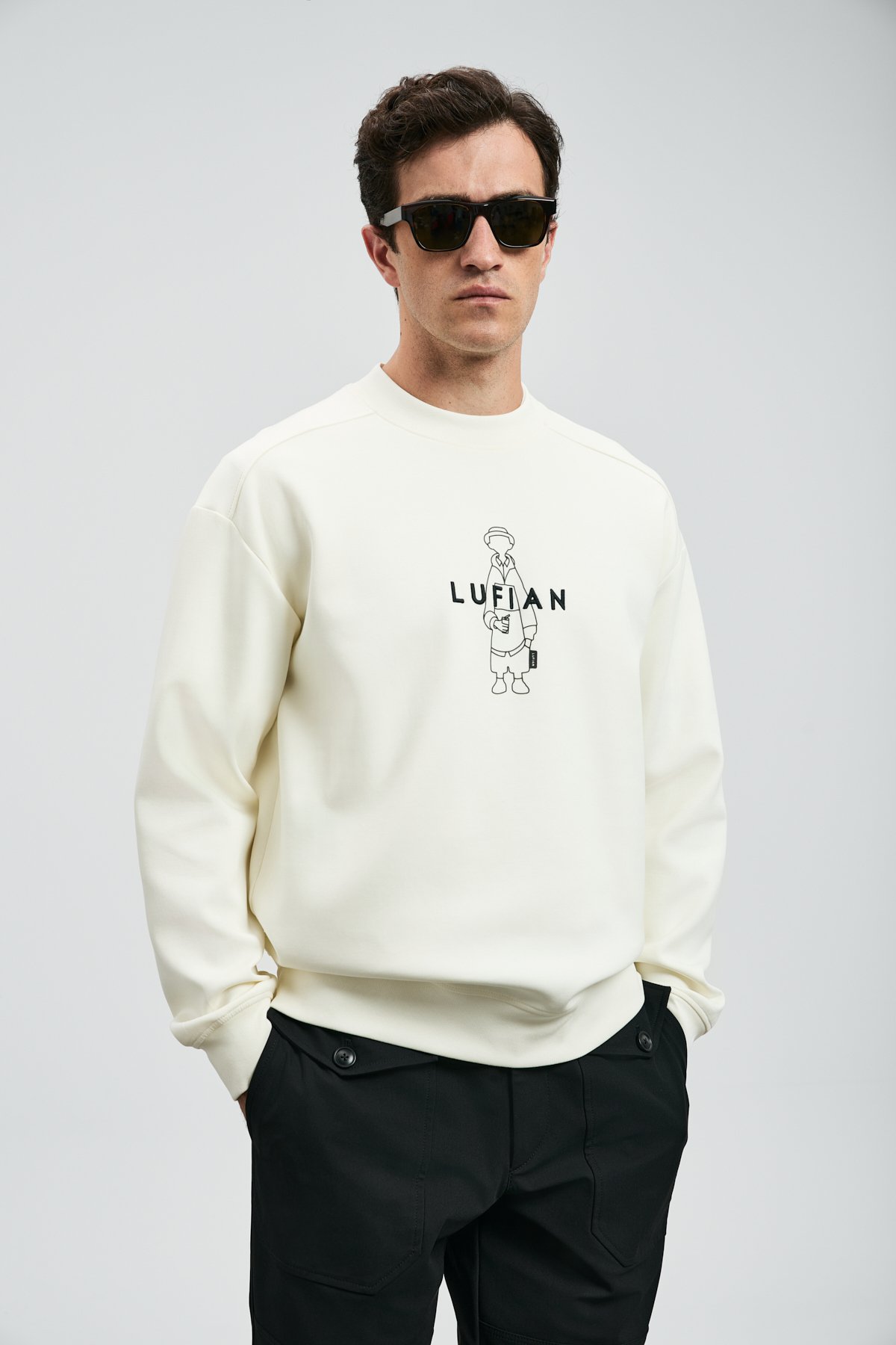 Sımba Men's Sweatshirt Off White - LUFIAN