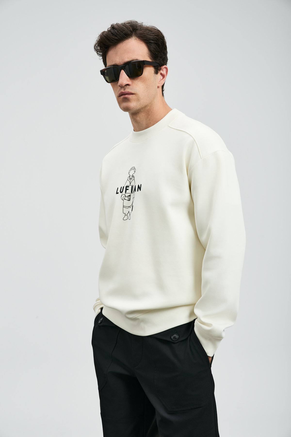 Sımba Men's Sweatshirt Off White - LUFIAN