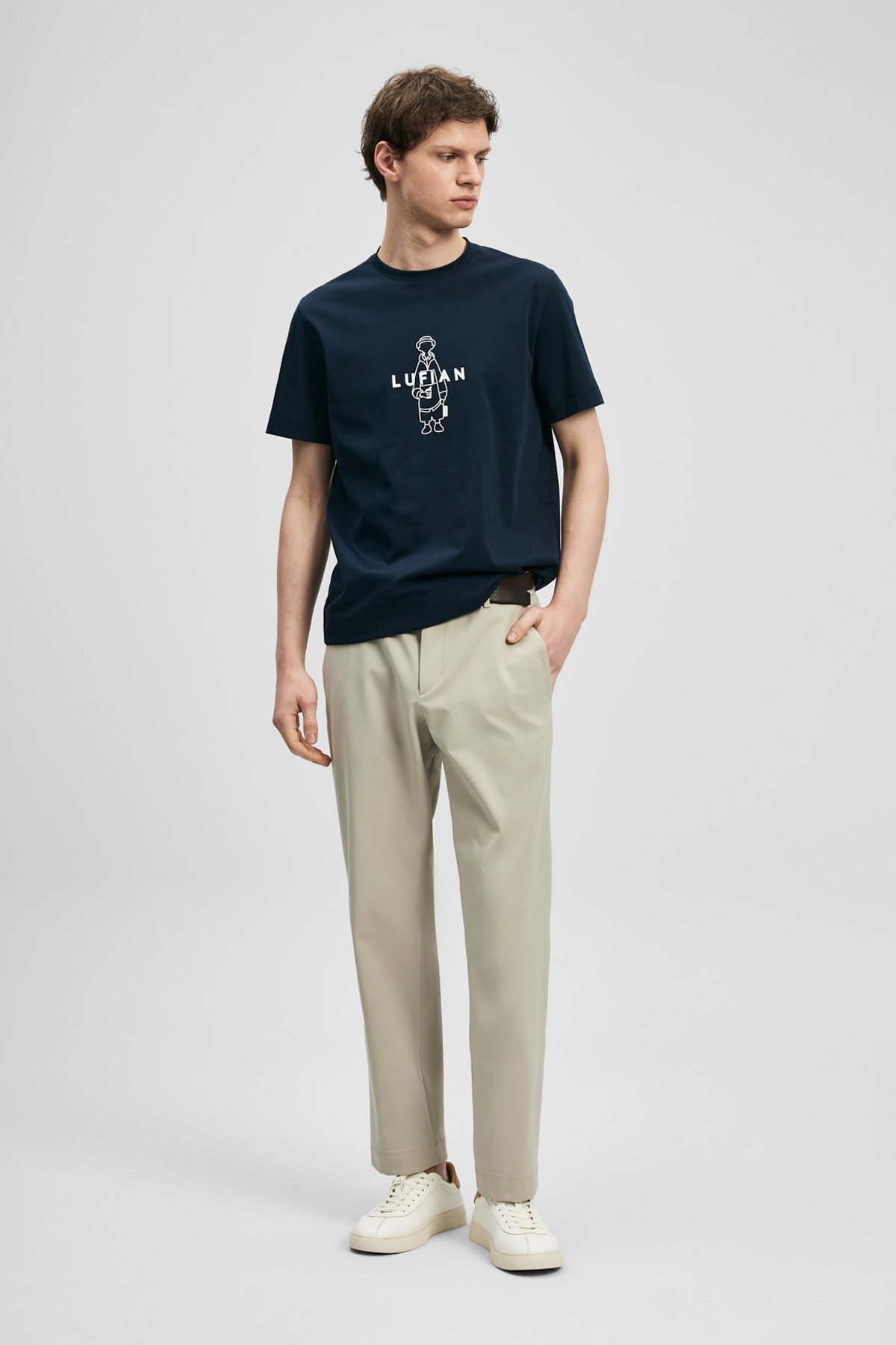 Sımbad Modern Graphic T-Shirt Navy Blue - LUFIAN (1)